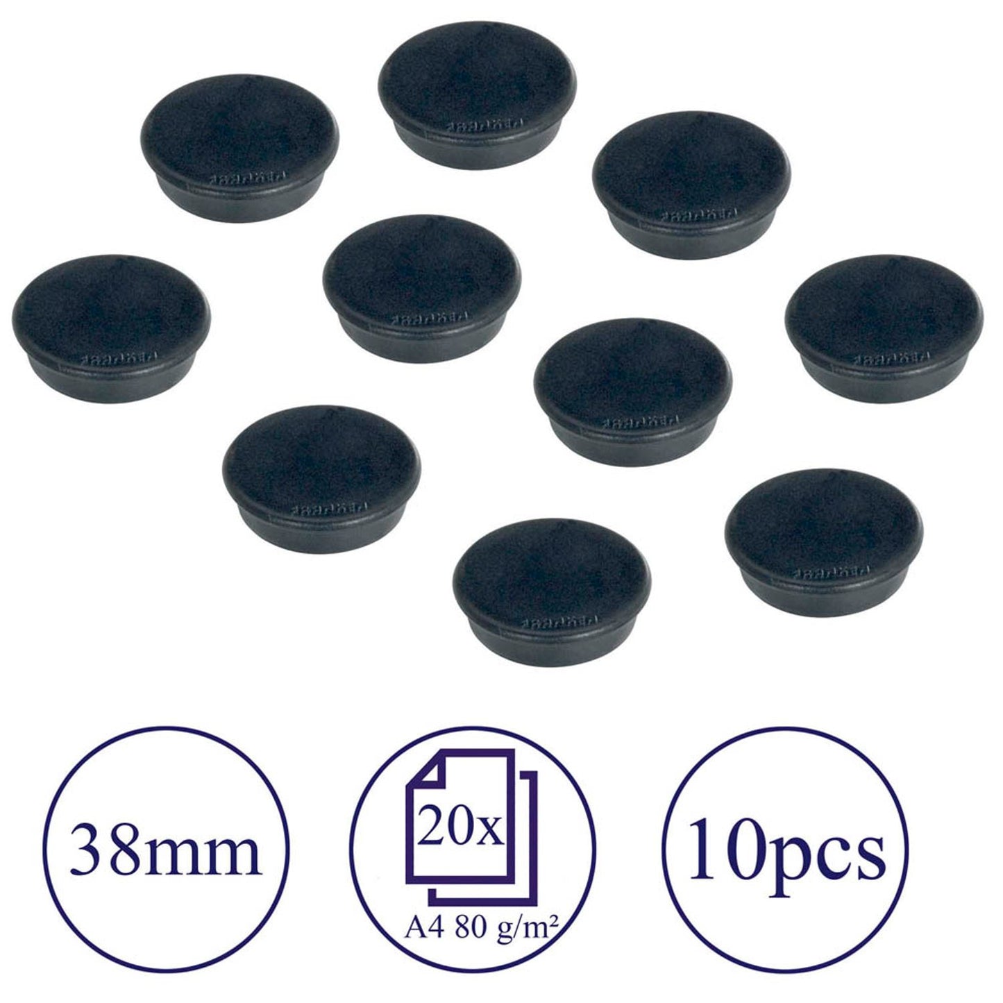 FRANKEN Magnet schwarz, Kunststoff Ø 3,8 cm | HMS36 10 | 1 Pack = 10 St.