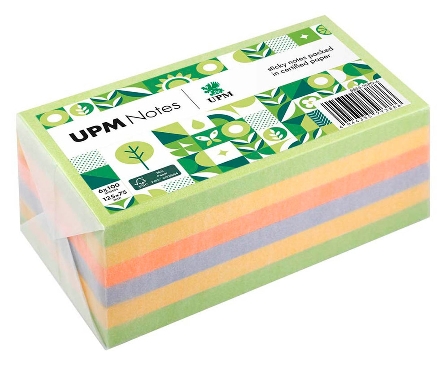 UPM Notes Springmix Haftnotizen doppelte Haftung farbsortiert, Blöcke