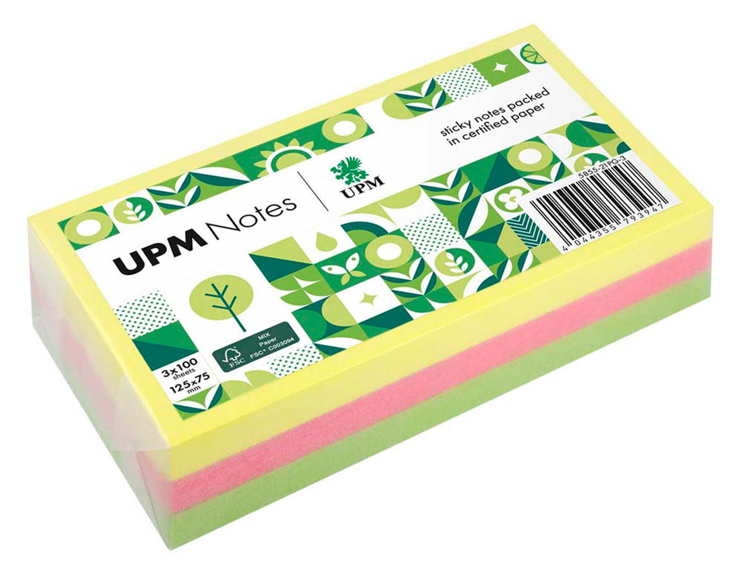 UPM Notes Brilliantmix Haftnotizen doppelte Haftung farbsortiert, Blöcke