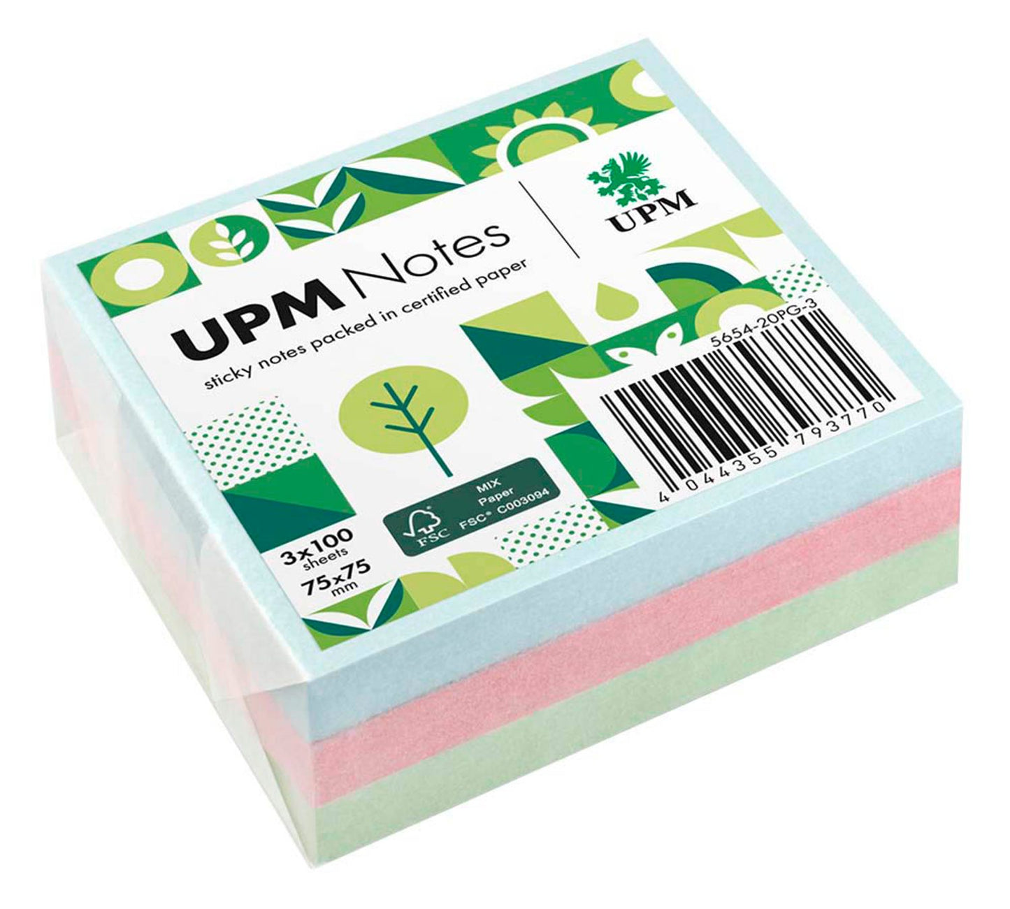 UPM Notes Pastellmix Haftnotizen doppelte Haftung farbsortiert