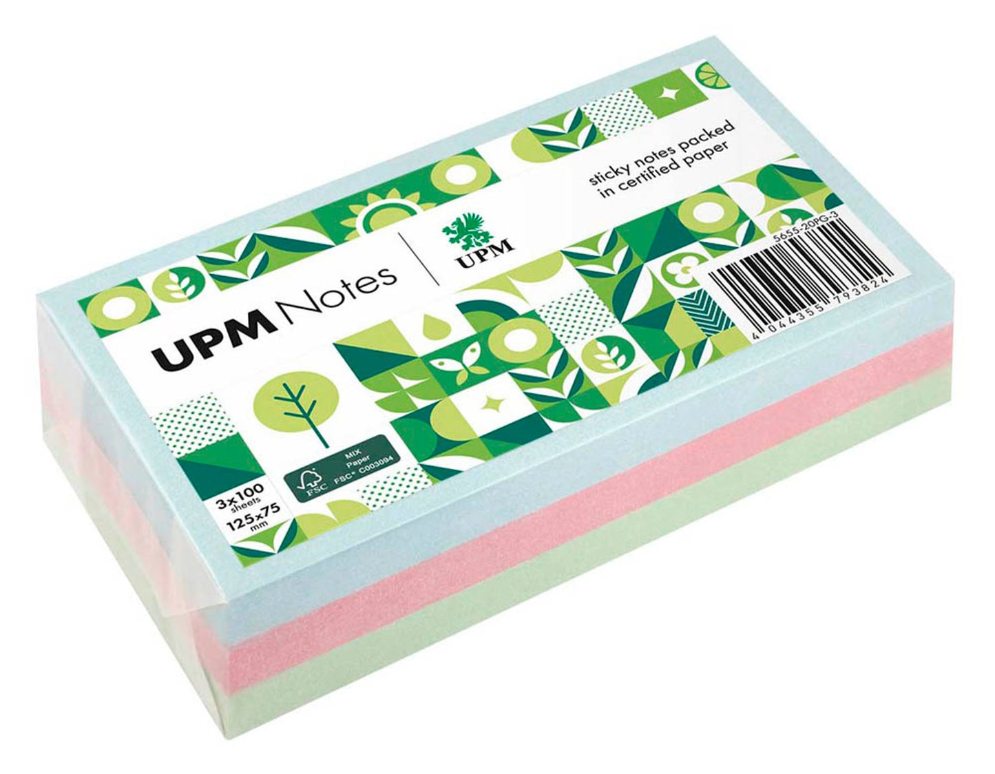 UPM Notes Pastellmix Haftnotizen doppelte Haftung farbsortiert, Blöcke