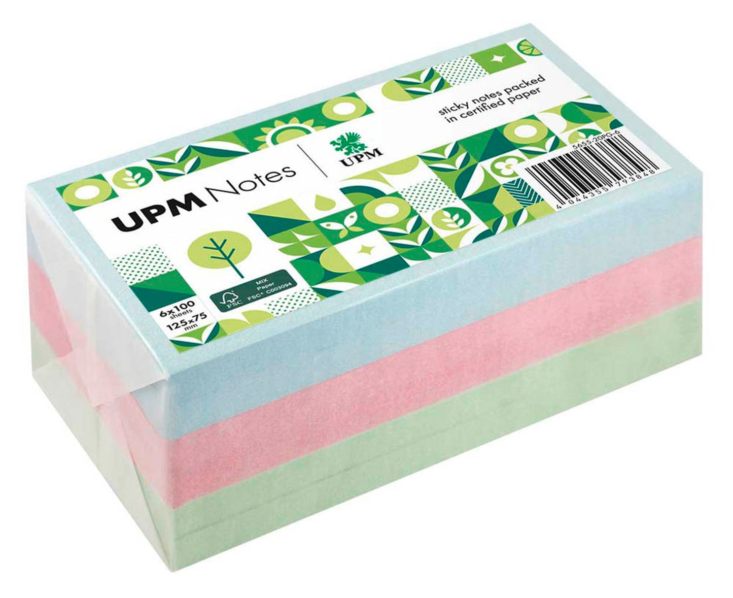 UPM Notes Pastellmix Haftnotizen doppelte Haftung farbsortiert, Blöcke