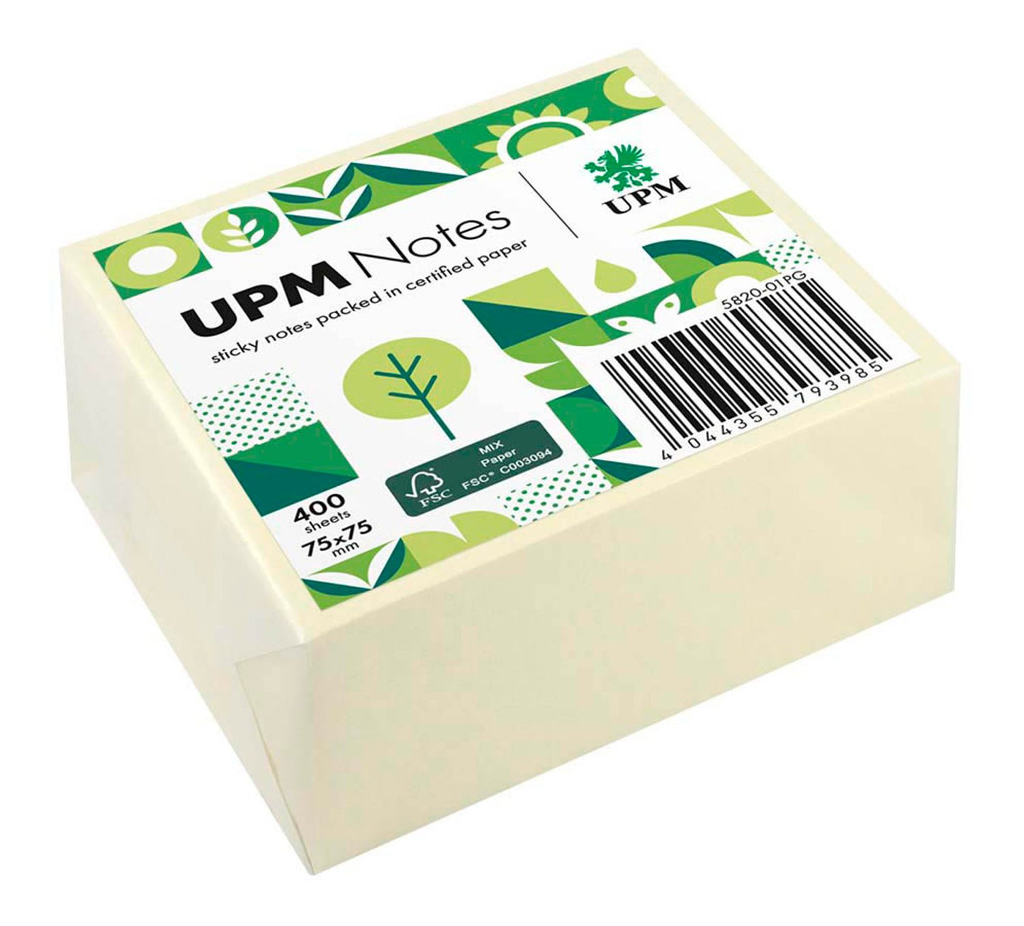 UPM Notes Haftnotizen doppelte Haftung, 1 Würfel