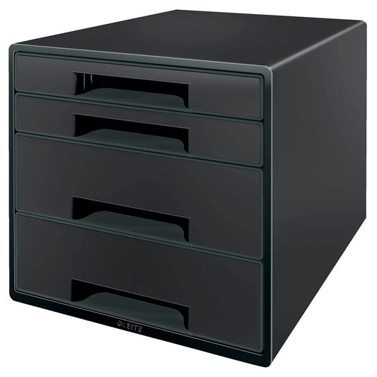 LEITZ Schubladenbox CUBE schwarz/grau , DIN A4 mit 4 Schubladen | 53720095