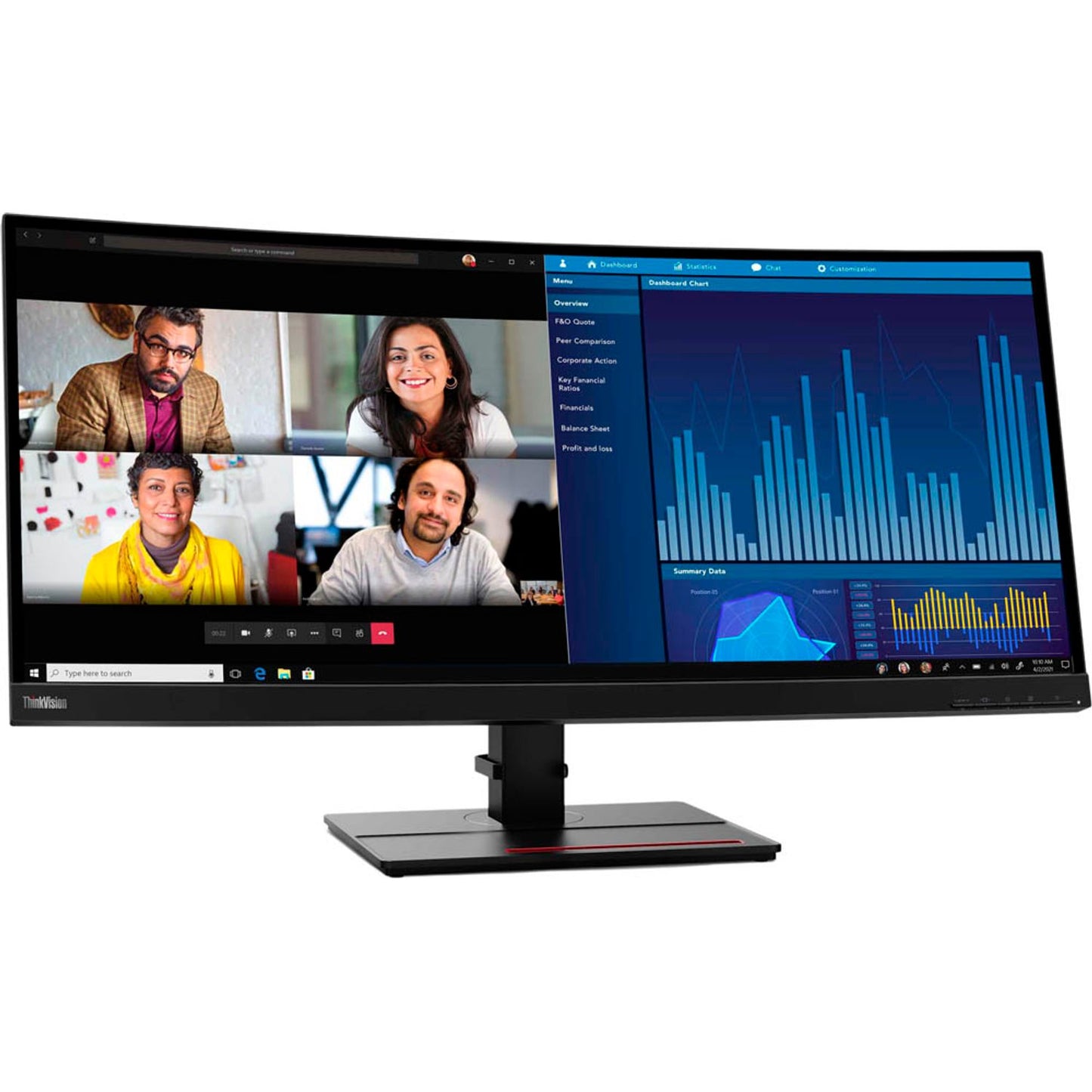 Lenovo ThinkVision P34w-20 Curved Monitor 86,0 cm (34,0 Zoll) schwarz | 63F2RAT3EU