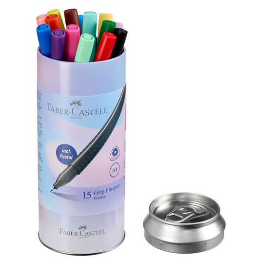 FABER-CASTELL Grip Dose Fineliner farbsortiert 0,4 mm | 151617 | 1 Pack = 15 St.