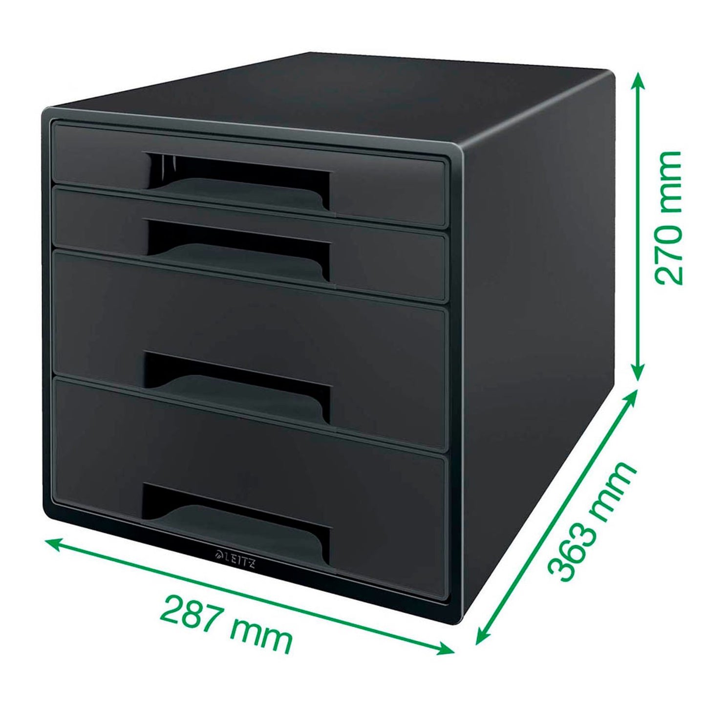 LEITZ Schubladenbox CUBE schwarz/grau , DIN A4 mit 4 Schubladen | 53720095