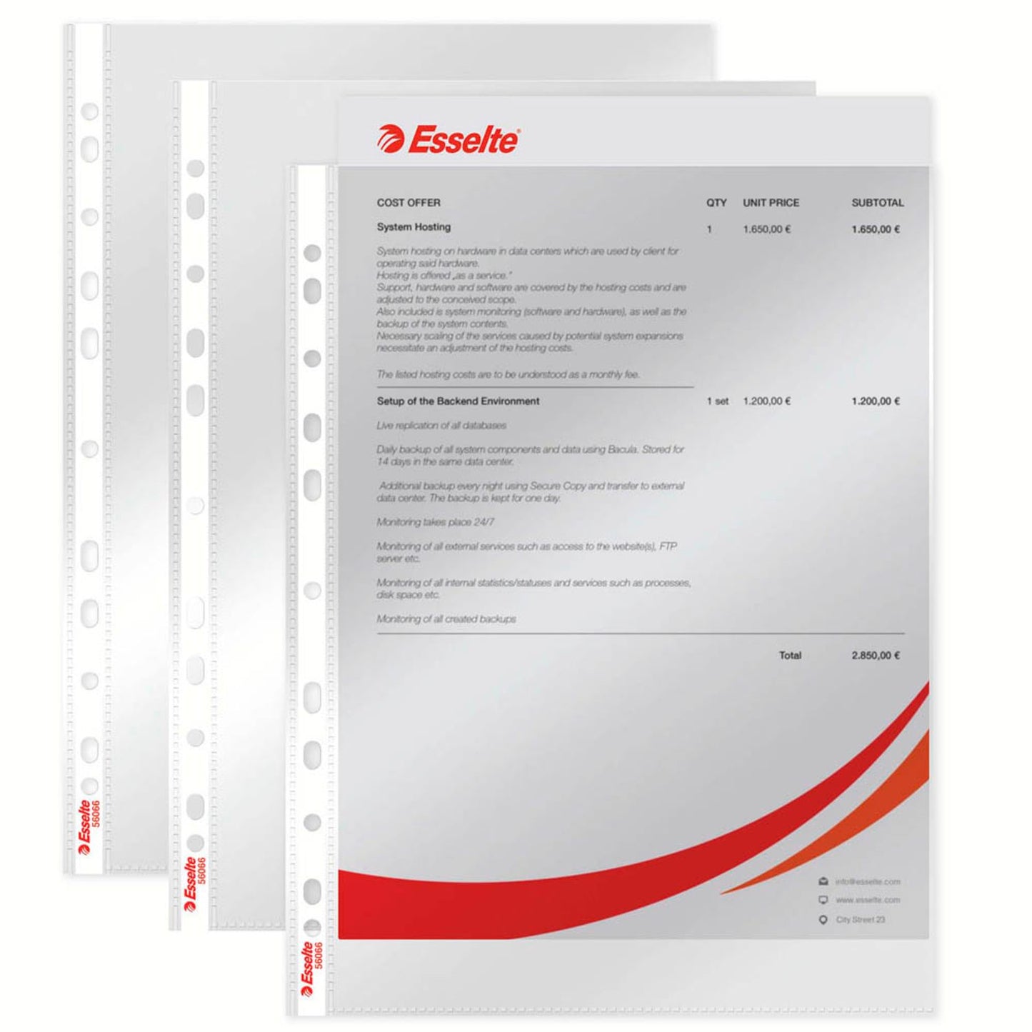 Esselte Prospekthüllen Standard DIN A4 transparent glasklar 0,05 mm | 56066 | 1 Pack = 100 St.