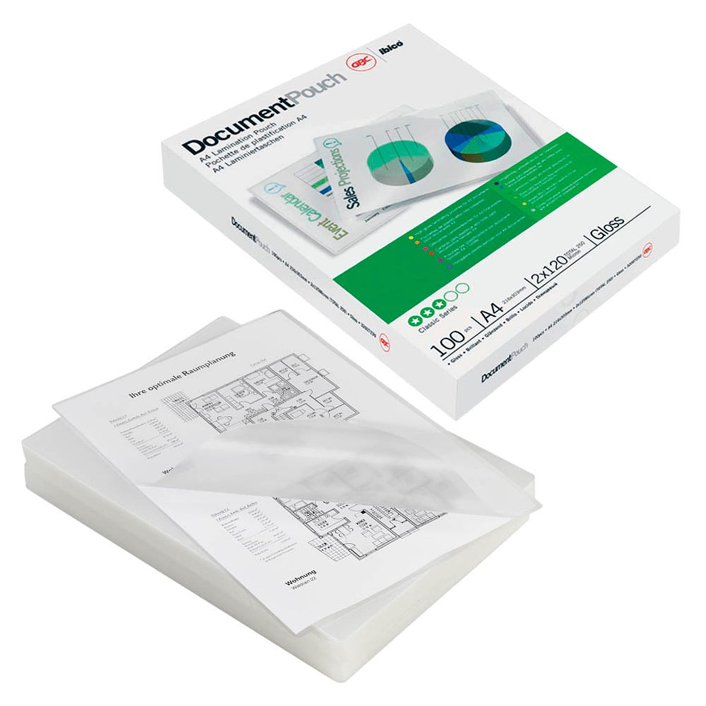 100 GBC Laminierfolien glänzend für A 80 micron