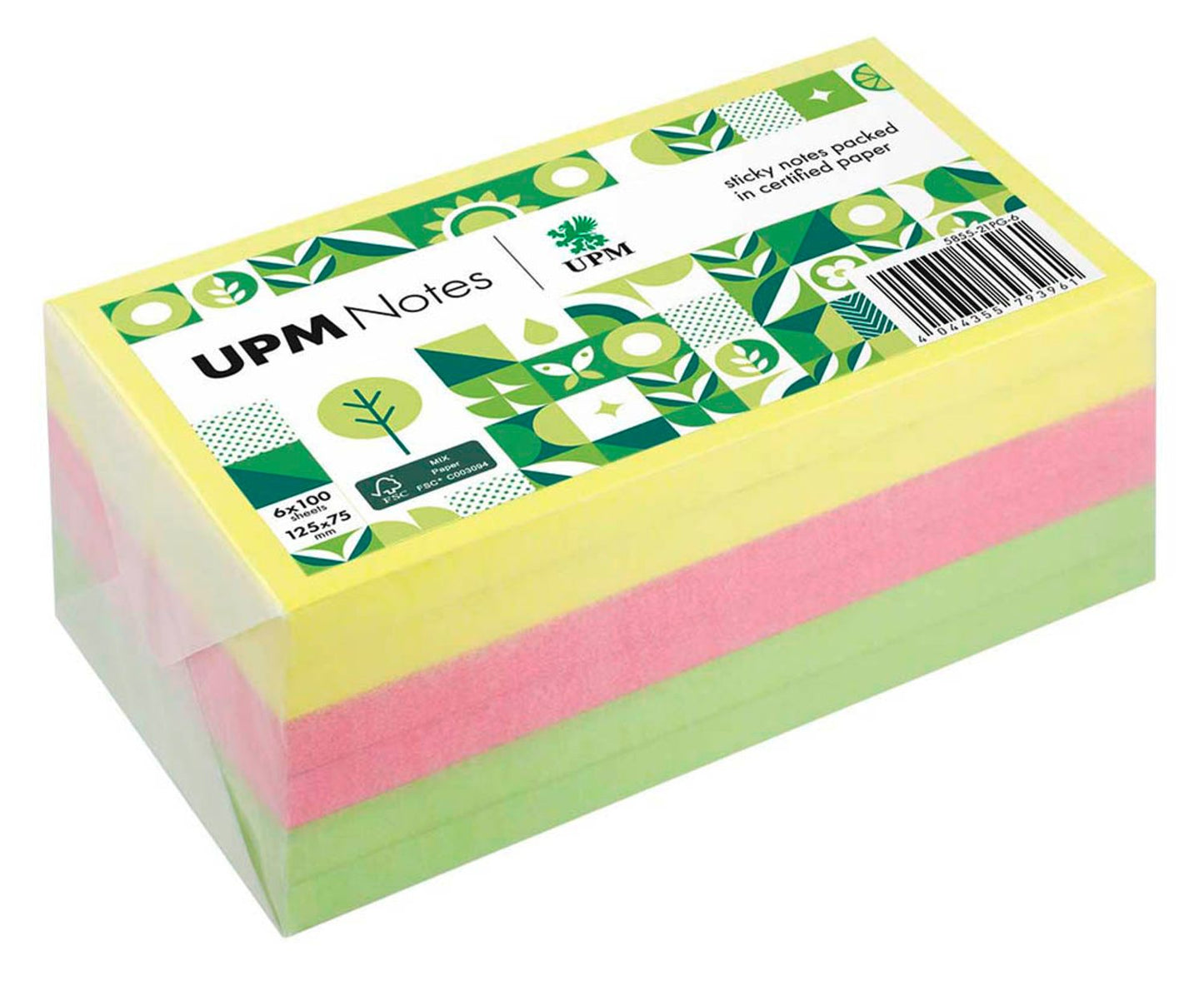 UPM Notes Brilliantmix Haftnotizen doppelte Haftung farbsortiert, Blöcke