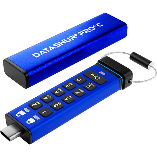 iStorage USB-Stick datAshur PRO+C blau, schwarz 32 GB | IS-FL-DA3C-256-32