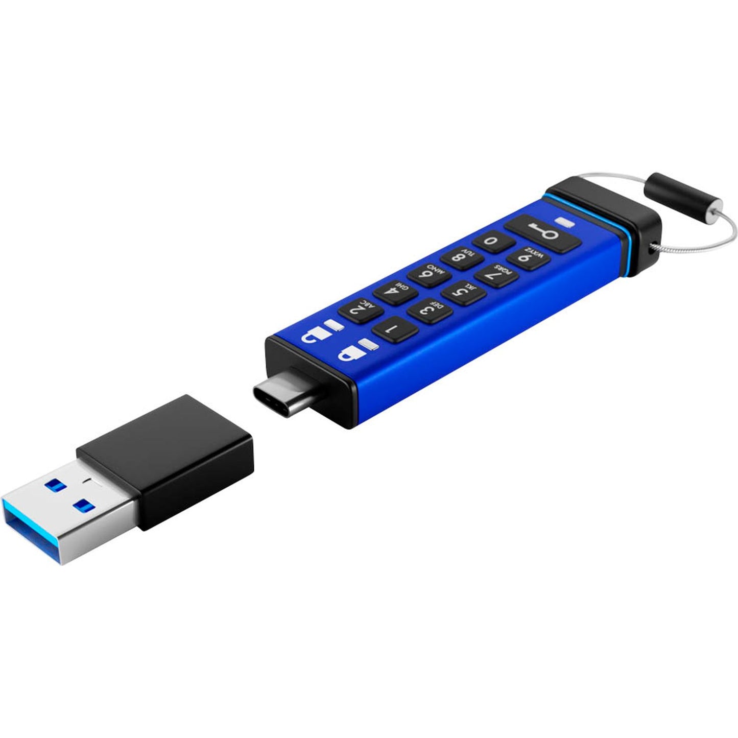 iStorage USB-Stick datAshur PRO+C blau, schwarz 32 GB | IS-FL-DA3C-256-32