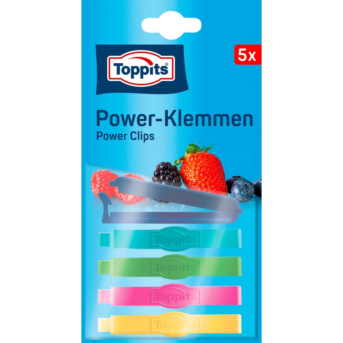 Toppits Verschlussclips Power-Klemmen mehrfarbig | 1505697001 | 1 Pack = 5 St.