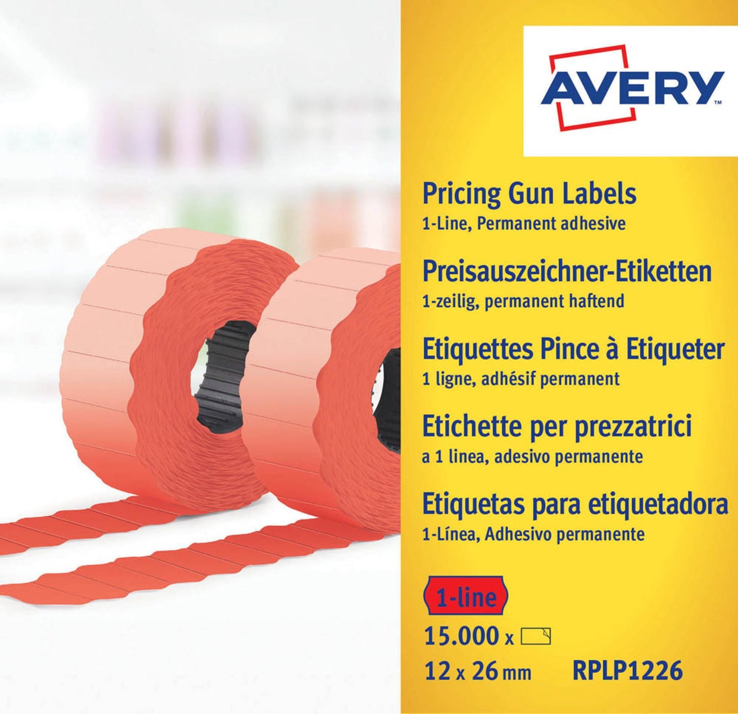 AVERY Zweckform Preisetiketten leuchtrot permanent 26,0 x mm, 1 Rollen