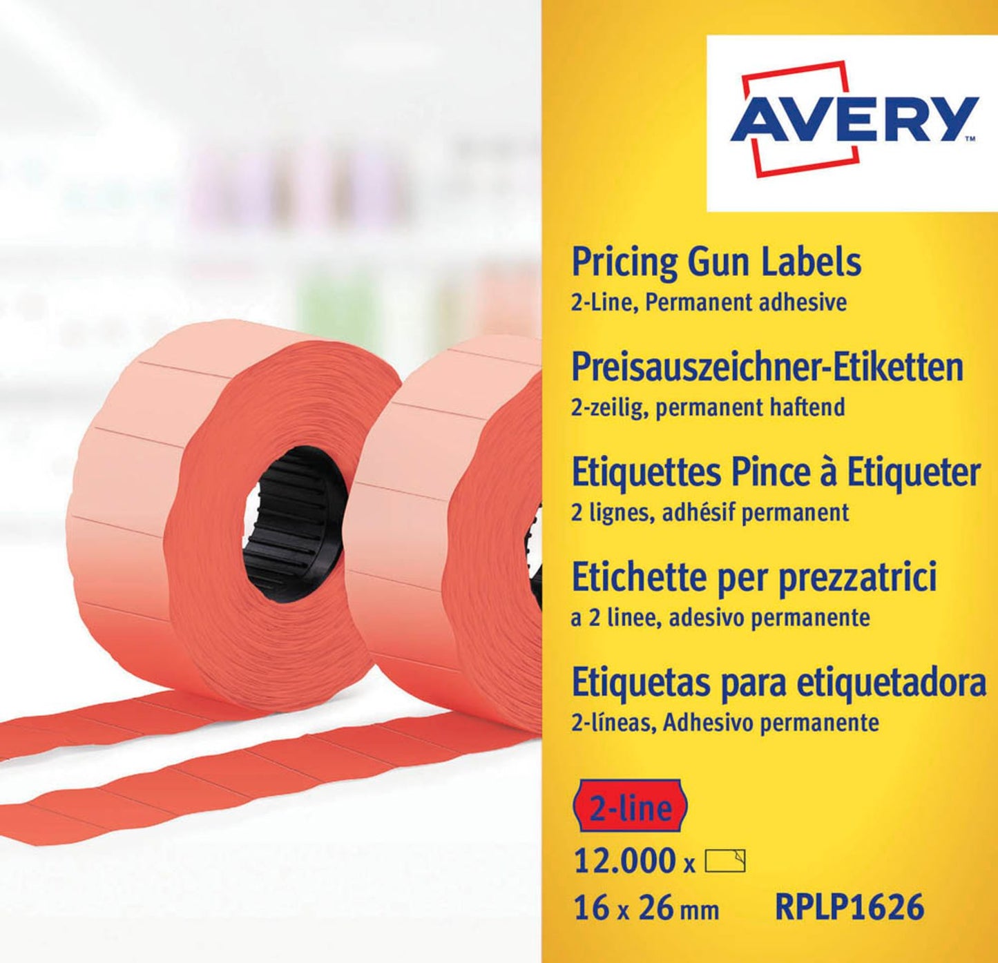 AVERY Zweckform Preisetiketten leuchtrot permanent 26,0 x mm, 1 Rollen