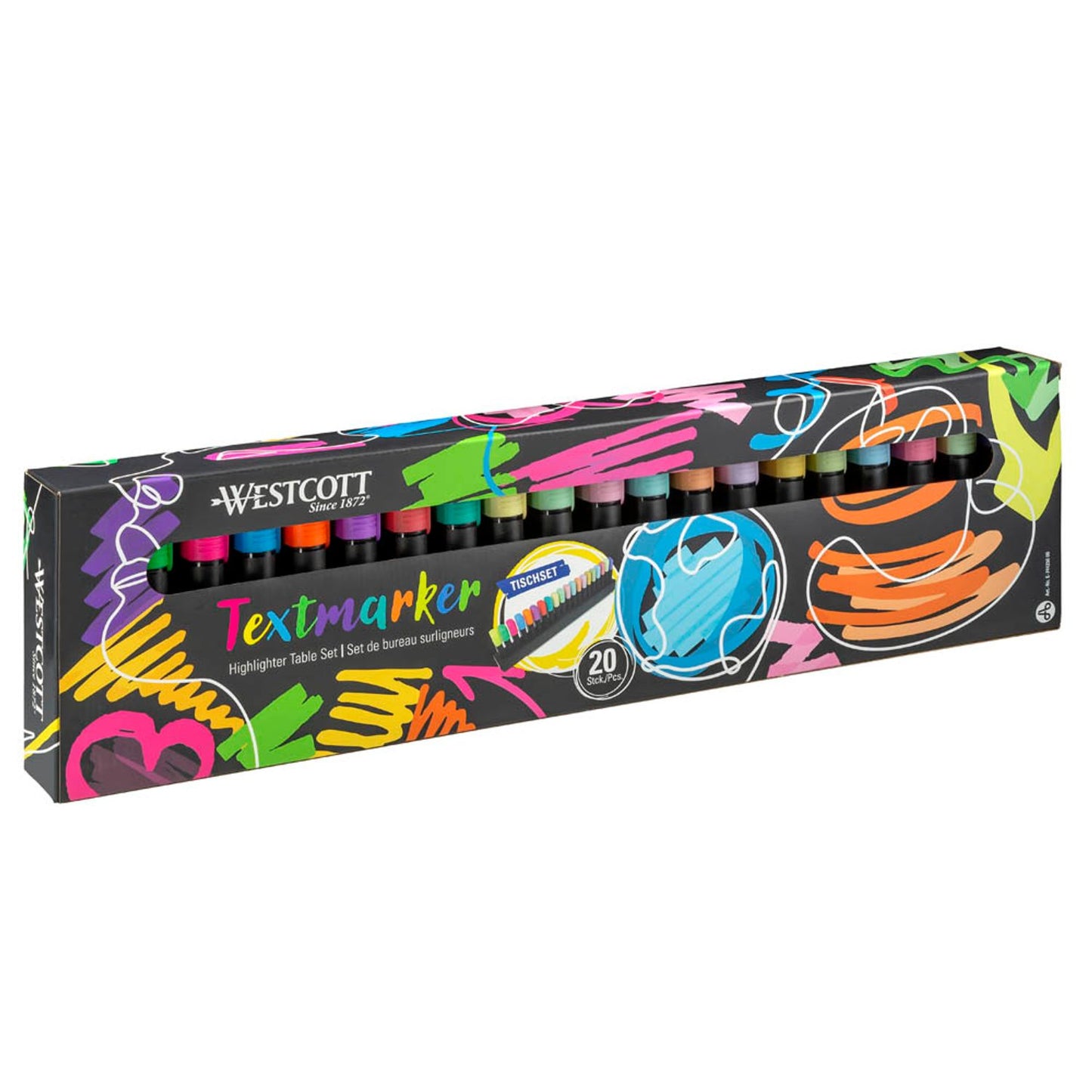 WESTCOTT Textmarker farbsortiert | E-744250 00 | 1 Pack = 20 St.