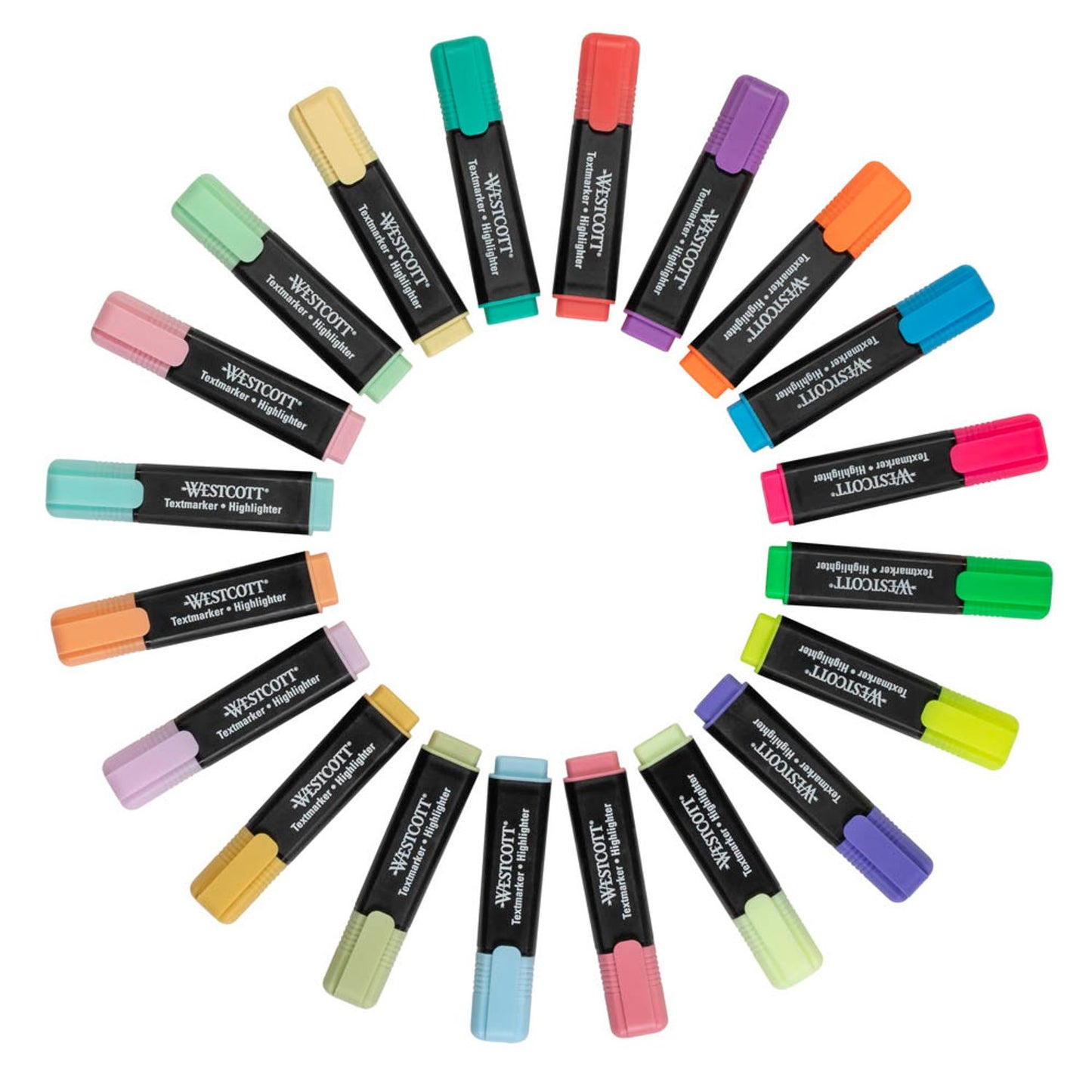 WESTCOTT Textmarker farbsortiert | E-744250 00 | 1 Pack = 20 St.