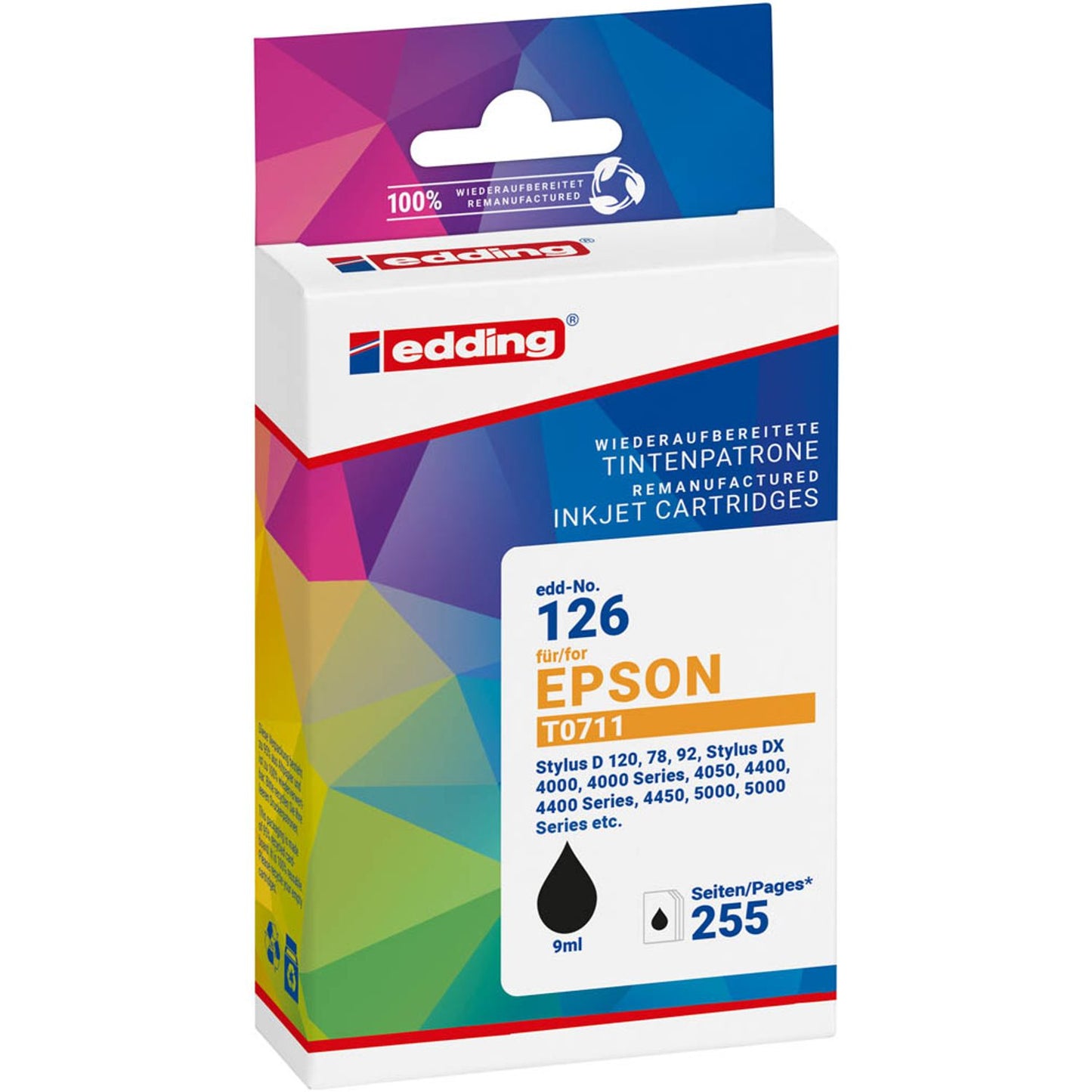 edding EDD-126 schwarz Druckerpatrone kompatibel zu EPSON T0711/T0891 | 18-126/18-126-01