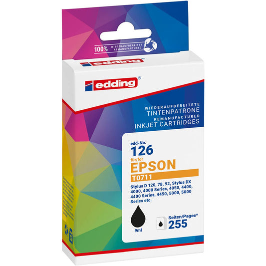 edding EDD-126 schwarz Druckerpatrone kompatibel zu EPSON T0711/T0891 | 18-126/18-126-01