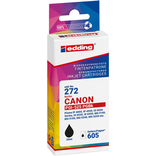 edding EDD-272 schwarz Druckerpatrone kompatibel zu Canon PGI-525 BK | 18-272/18-272-01