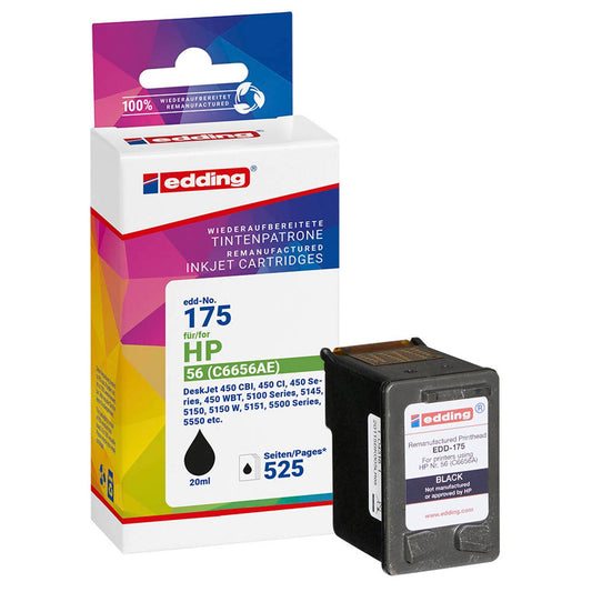 edding EDD-175 schwarz Druckerpatrone kompatibel zu HP 56 (C6656AE) | 18-175