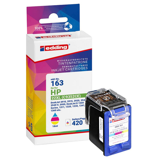 edding EDD-163 color Druckerpatrone kompatibel zu HP 22 (C9352AE) | 18-163