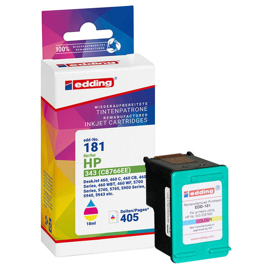 edding EDD-181 color Druckerpatrone kompatibel zu HP 343 (C8766EE) | 18-181