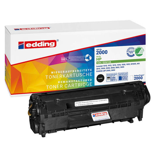 edding EDD-2000 schwarz Toner kompatibel zu HP 12A (Q2612A) | 18-2000
