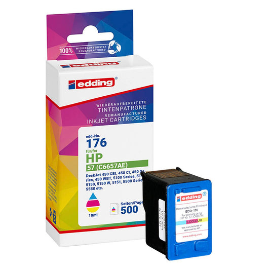edding EDD-176 color Druckerpatrone kompatibel zu HP 57 (C6657AE) | 18-176