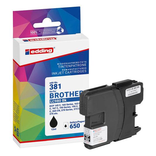 edding EDD-381 schwarz Druckerpatrone kompatibel zu brother LC-980BK | 18-381
