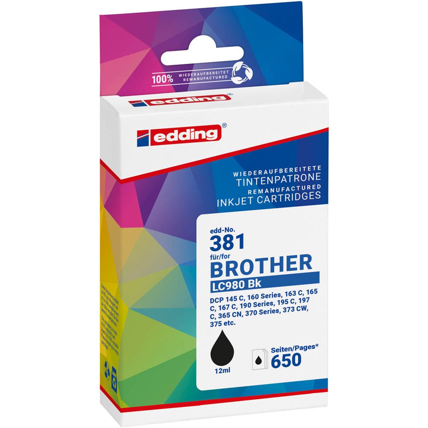 edding EDD-381 schwarz Druckerpatrone kompatibel zu brother LC-980BK | 18-381