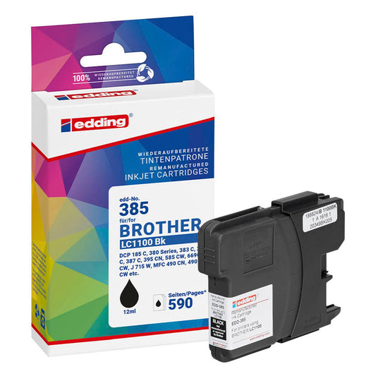 edding EDD-385 schwarz Druckerpatrone kompatibel zu brother LC-1100BK | 18-385