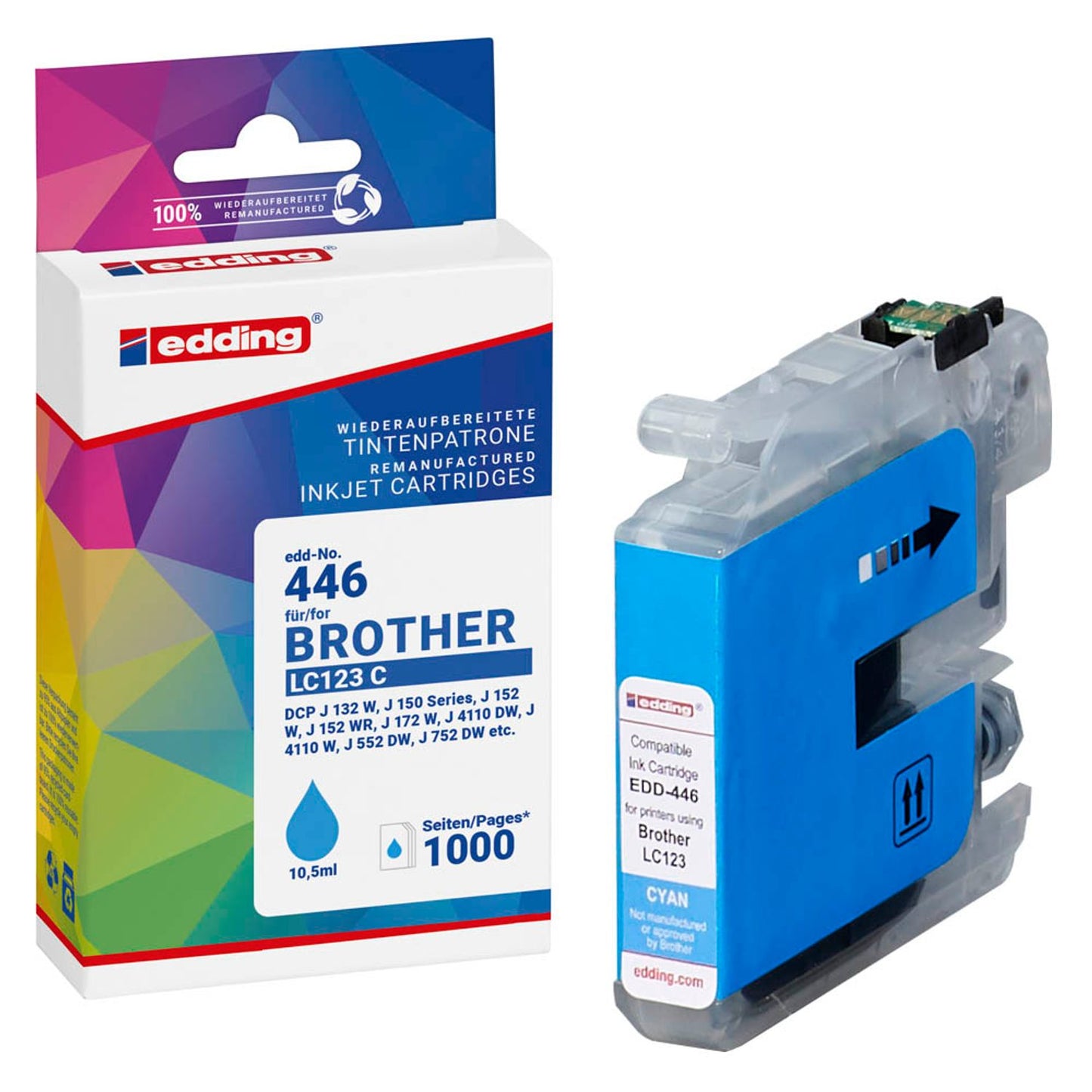 edding EDD-446 cyan Druckerpatrone kompatibel zu brother LC-123C | 18-446/18-446-01