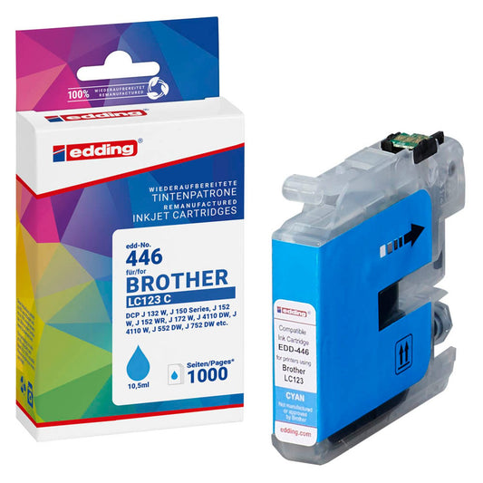 edding EDD-446 cyan Druckerpatrone kompatibel zu brother LC-123C | 18-446/18-446-01