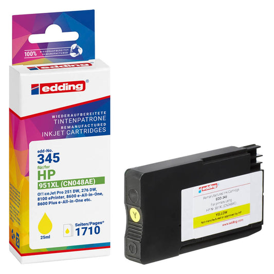 edding EDD-345 gelb Druckerpatrone kompatibel zu HP 951XL (CN048AE) | 18-345