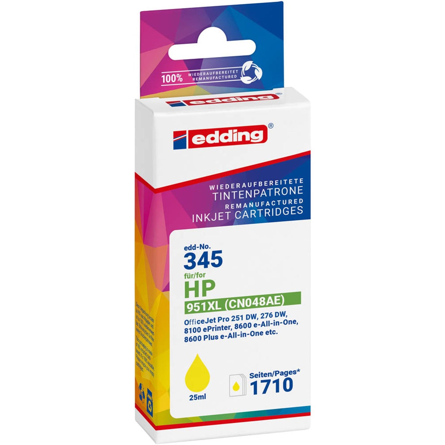 edding EDD-345 gelb Druckerpatrone kompatibel zu HP 951XL (CN048AE) | 18-345