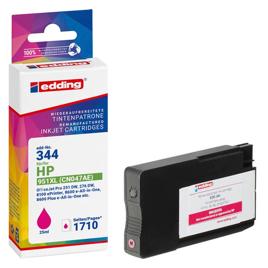 edding EDD-344 magenta Druckerpatrone kompatibel zu HP 951XL (CN047AE) | 18-344