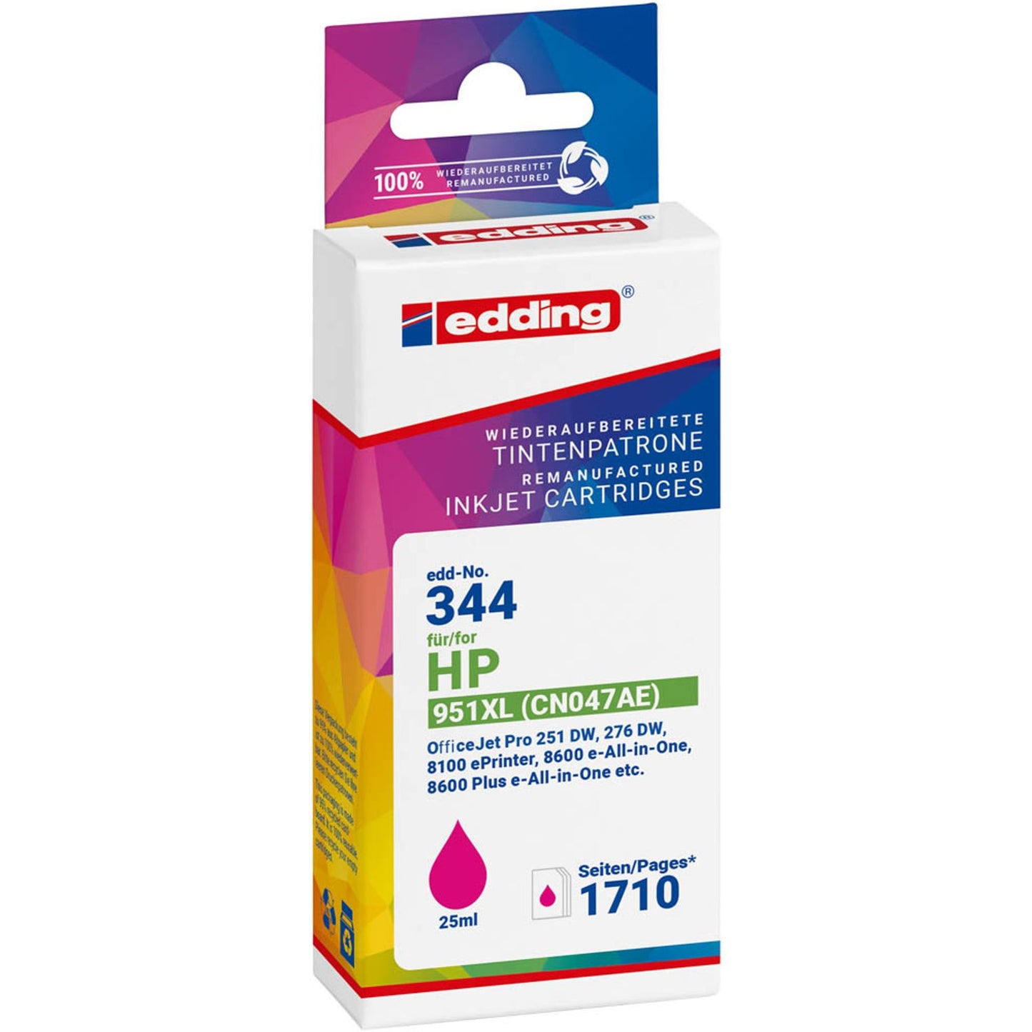 edding EDD-344 magenta Druckerpatrone kompatibel zu HP 951XL (CN047AE) | 18-344