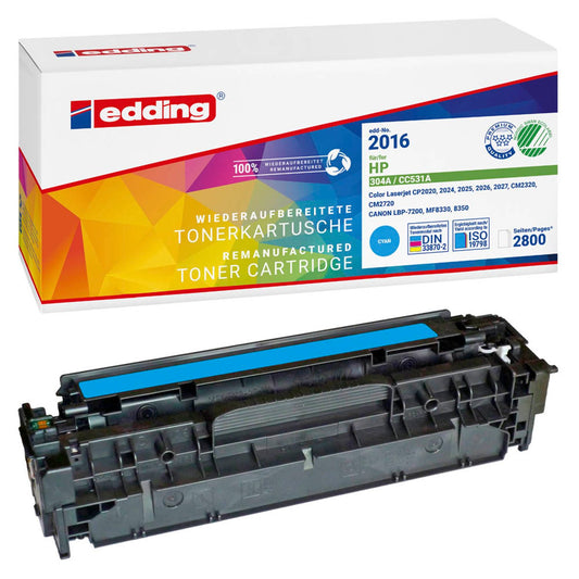 edding EDD-2016 cyan Toner kompatibel zu HP 304A (CC531A) | 18-2016