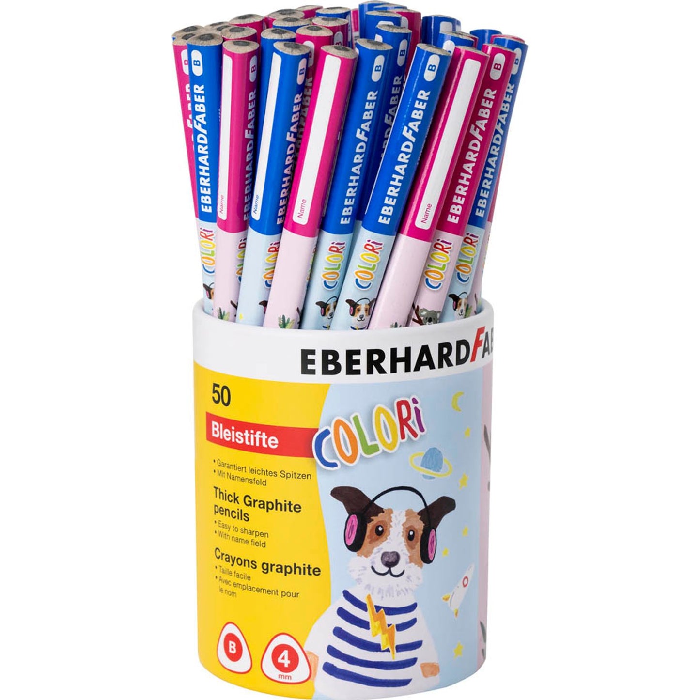 EBERHARD FABER Colori Bleistifte B blau/weiß/pink | 510555 | 1 Pack = 50 St.
