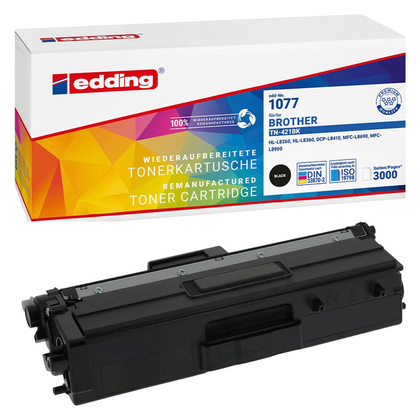edding EDD-1077 schwarz Toner kompatibel zu brother TN-421BK | 18-1077