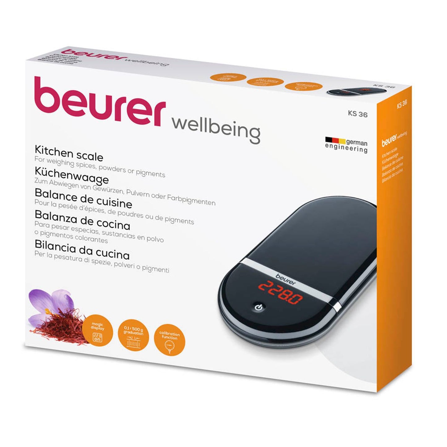 beurer Küchenwaage KS36 schwarz für max. 2,0 kg | 704.45