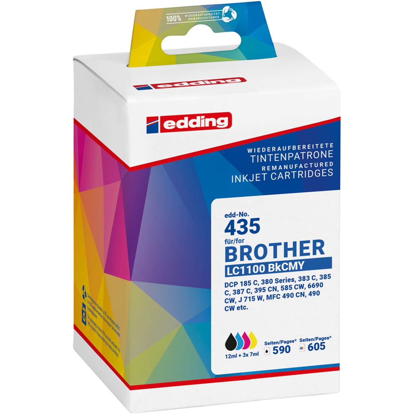 edding EDD-435 schwarz, cyan, magenta, gelb Druckerpatronen kompatibel zu brother LC-1100BK/C/M/Y, 4er-Set | 18-435 | 1 Pack = 4 St.