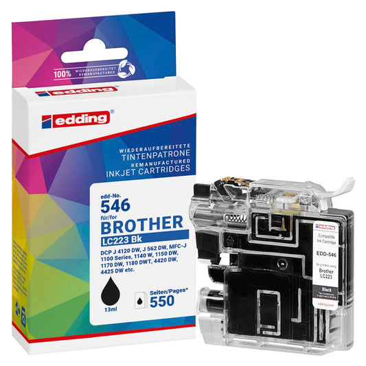 edding EDD-546 schwarz Druckerpatrone kompatibel zu brother LC-223BK | 18-546/18-546-01