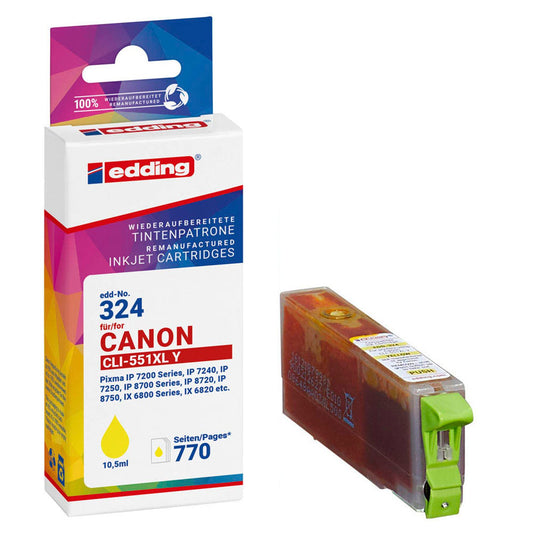 edding EDD-324 gelb Druckerpatrone kompatibel zu Canon CLI-551 XL | 18-324/18-324-01