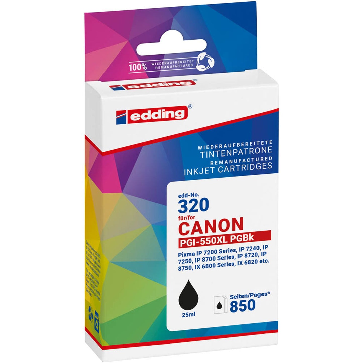 edding EDD-320 schwarz Druckerpatrone kompatibel zu Canon PGI-550 XL | 18-320/18-320-01