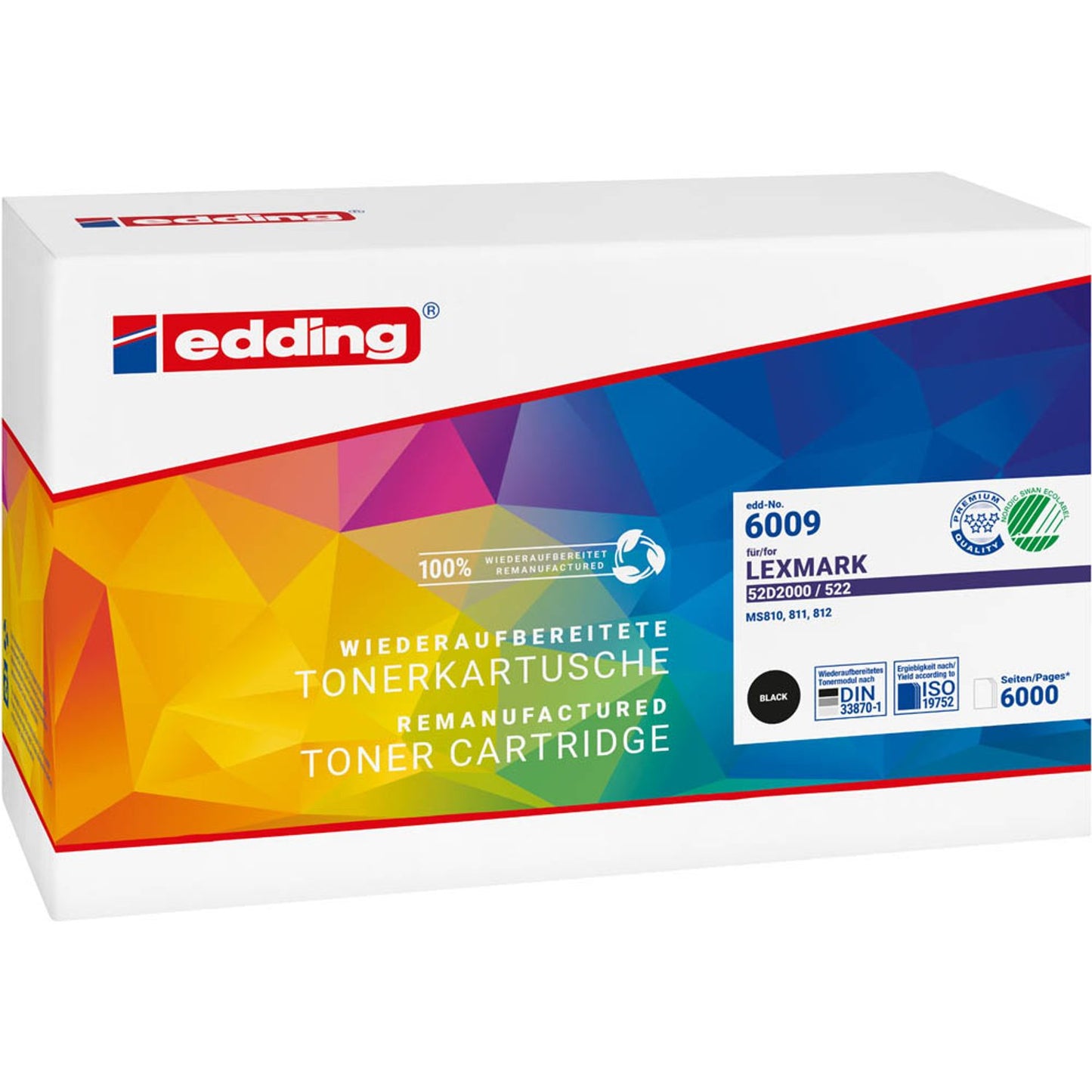edding EDD-6009 schwarz Toner kompatibel zu LEXMARK 52D2000 | 18-6009