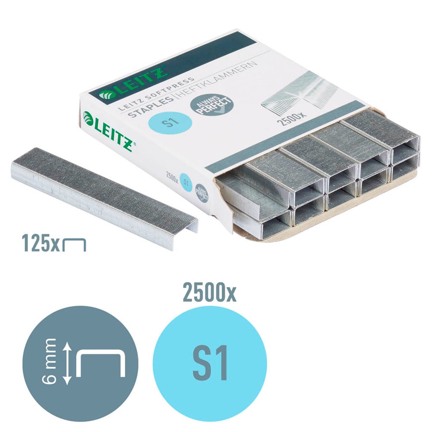 LEITZ Heftklammern 5497 S1 | 54970000 | 1 Pack = 2.500 St.