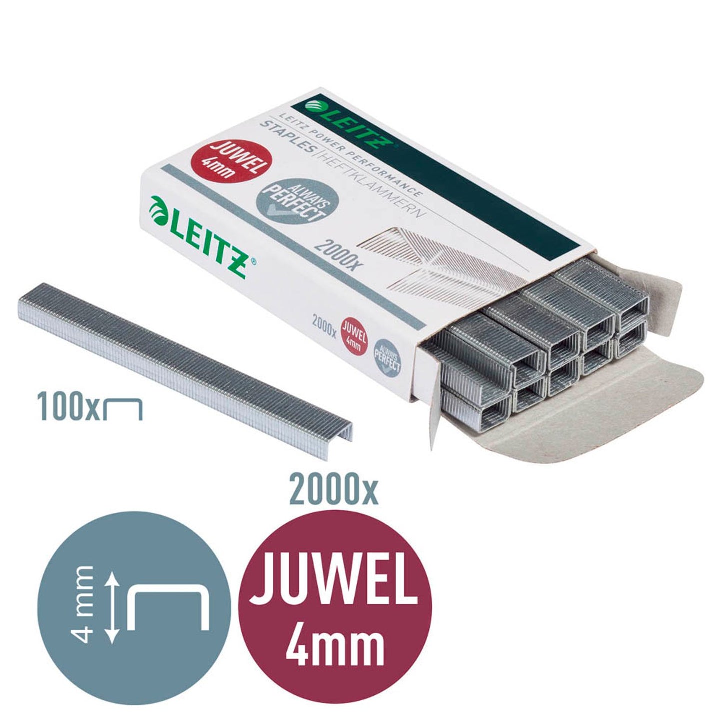 LEITZ Heftklammern Juwel 5640 4 mm | 56400000 | 1 Pack = 2.000 St.