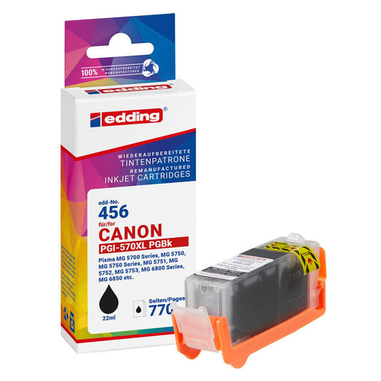 edding EDD-456 schwarz Druckerpatrone kompatibel zu Canon PGI-570 XL | 18-456/18-456-01